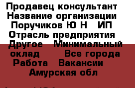 Продавец-консультант › Название организации ­ Поручиков Ю.Н., ИП › Отрасль предприятия ­ Другое › Минимальный оклад ­ 1 - Все города Работа » Вакансии   . Амурская обл.